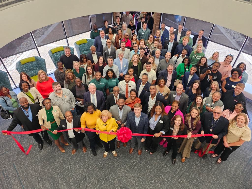 Accelerate Augusta Partners and community members from the CSRA participate in the ribbon cutting ceremony for Accelerate Augusta.