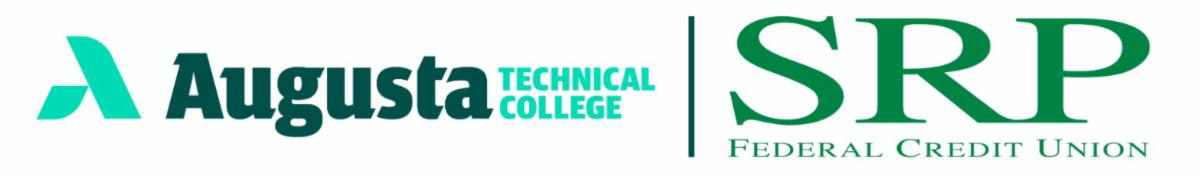 Augusta Technical College logo and SRP Federal Credit Union logo separated by a green vertical line.